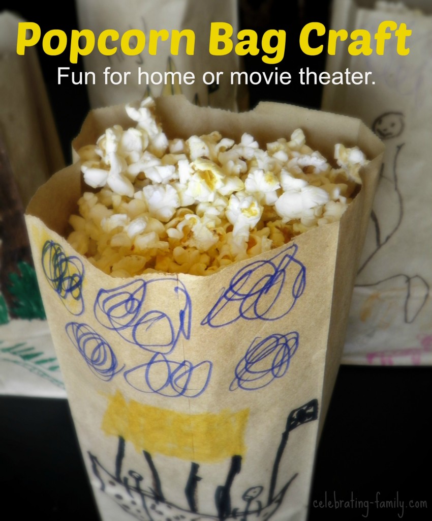 Popcorn bag craft - a fun idea for moviegoers.