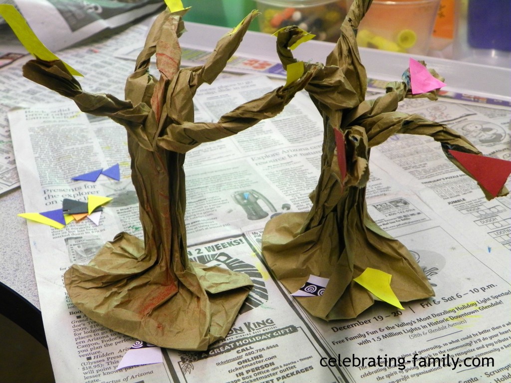 Fall or Halloween Craft Paper Bag Trees