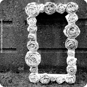 Newspaper square rose wreath by Michele Made me