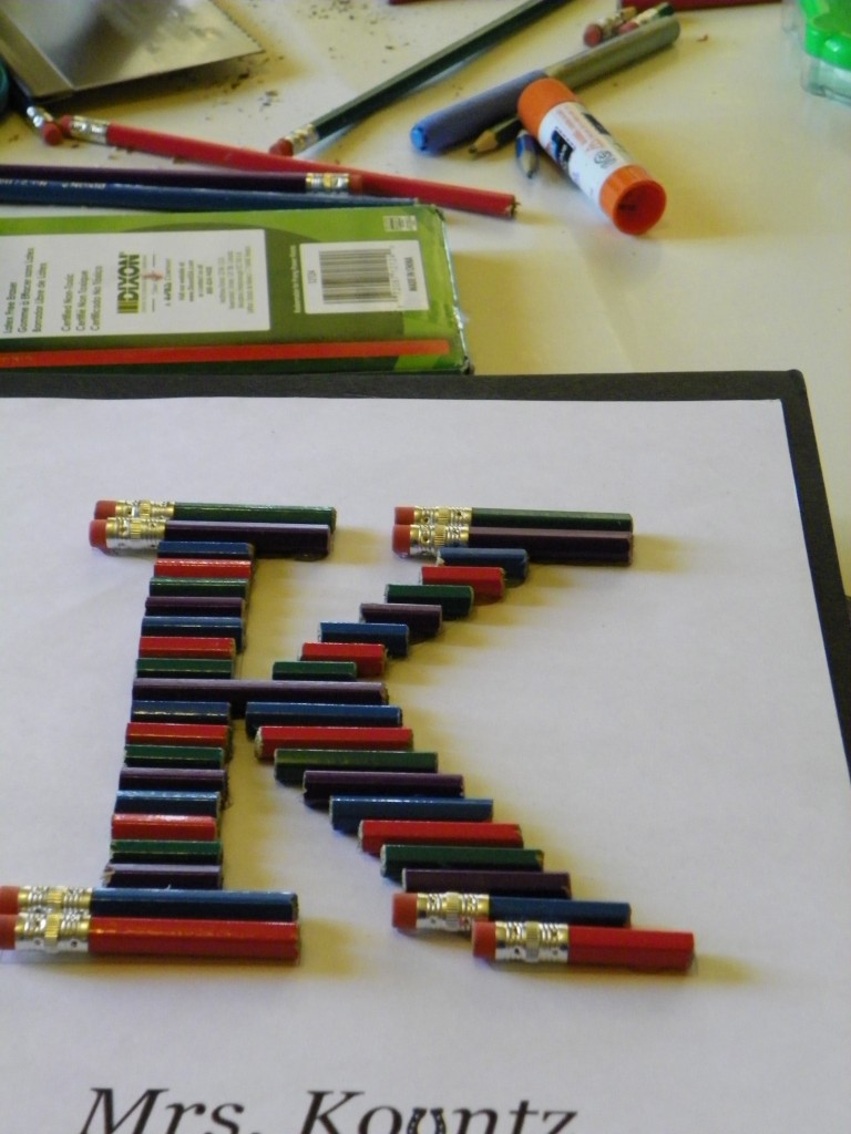 Easy, affordable, and creative DIY teacher gift. A pencil monogram!