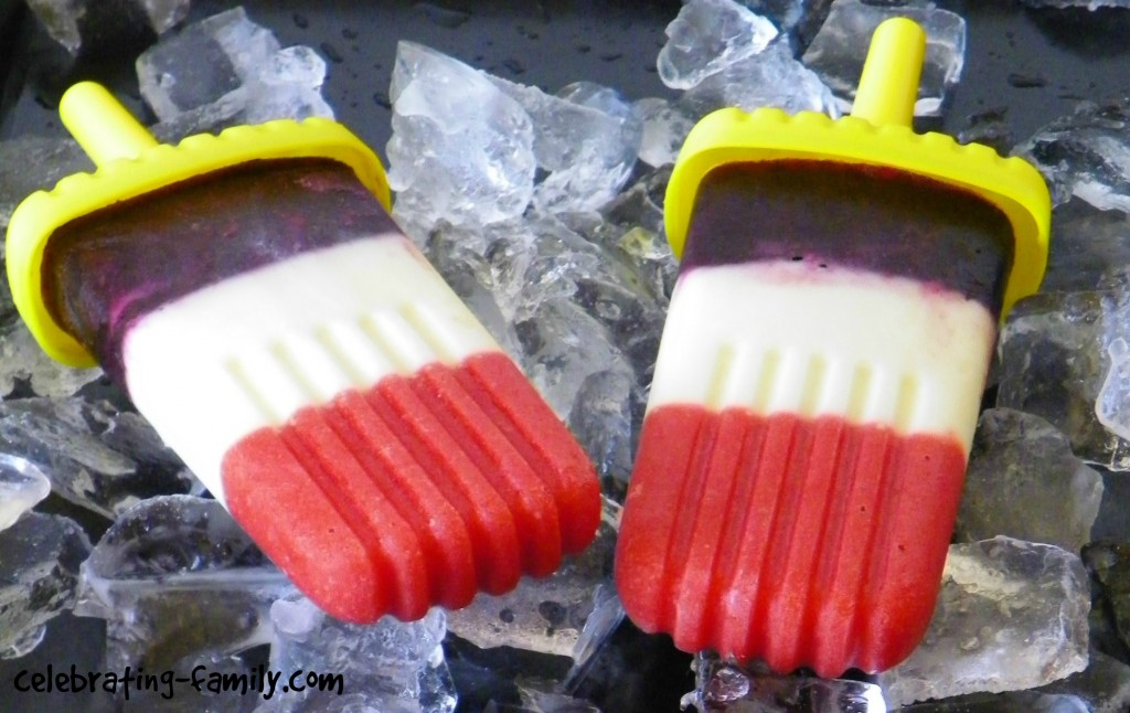 Dye free and all natural Red, White, and Blue Popsicles