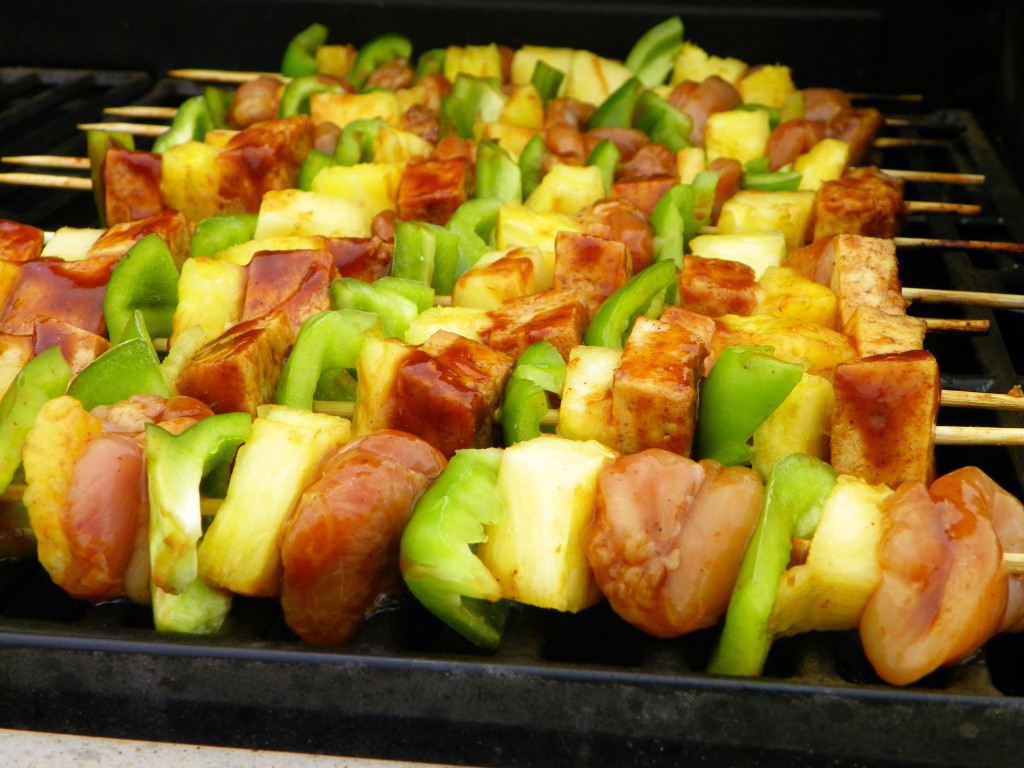 Hawaiian BBQ Skewers on the grill