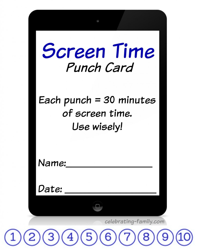 Screen Time Punch Card (Free Printable) 