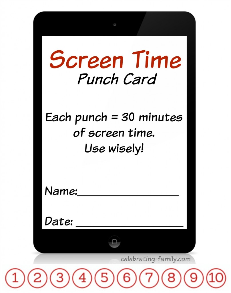 Screen Time Punch Card (Free Printable) 