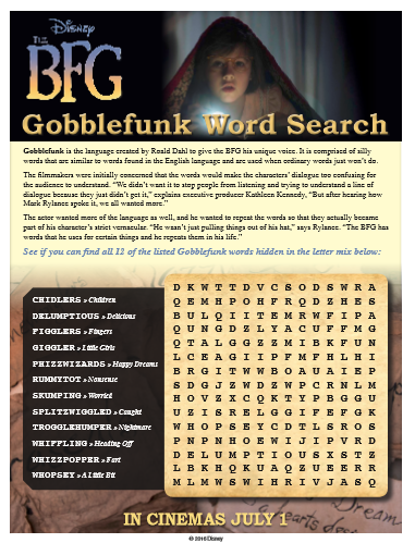 The BFG word search