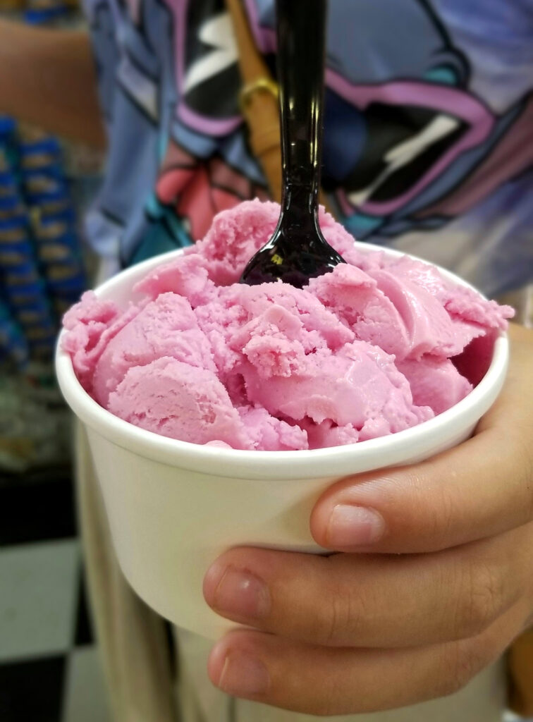 Prickly Pear gelato from Tortilla Flat AZ