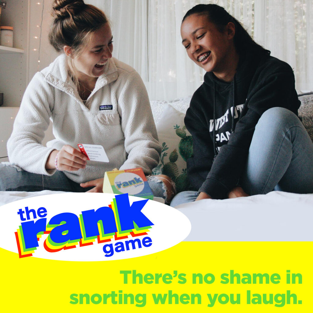 Rank Game ad with 2 teens playing